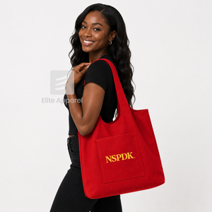 Bolsa de lona personalizada NSPDK Sorority, roja y dorada con logo bordado, de uso diario, gran capacidad, para mujer. - Product Image 3