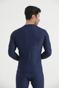 <b>Men's</b> Gray <b>Compression</b> Long Sleeve Crew Neck <b>Top</b> Full Length Seamless Spandex Polyester Sweat-Wicking Breathable Quick Dry - Product Image 4