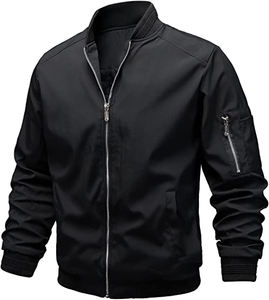 Blousons Bomber d'Hiver en Satin Fin pour Hommes Noirs, Brodés, Imperméables, Coupe-Vent et Respirants - Product Image 6