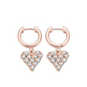 Pendientes de Aro de Diamantes de Forma Redonda con Certificado GRA, Chapados en Oro Rosa de 14K, con Moissanita en Forma de Corazón, Regalo para Bodas y Fiestas - Product Image 1