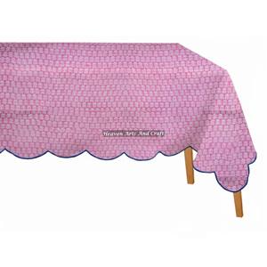 Nueva Manta de Mesa Rectangular de Algodón de 60x90 Pulgadas con Estampado a Mano y Borde Festoneado para Fiestas y Ocasiones Especiales - Product Image 2