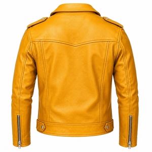 Customized Latest Designed Custom Men <b>Leather</b> <b>Jacket</b> <b>Long</b> Sleeve Lightweight Breathable <b>Leather</b> <b>Jacket</b> Available Multiple Colors - Product Image 5