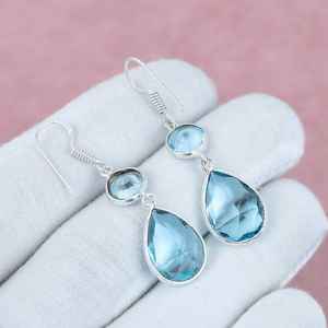 Boucles d'oreilles pendantes en apatite, argent sterling 925, bijoux bohèmes faits à la main, boucles d'oreilles pendantes pour femmes, vente en gros - Product Image 3