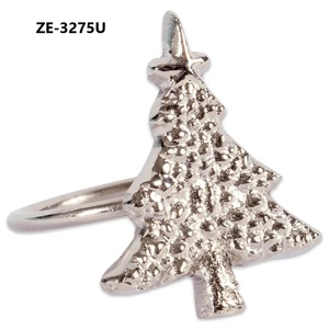Elegant <b>Christmas</b> <b>Tree</b> Rhinestone Aluminum Napkin Ring American Style Design for Holiday <b>Table</b> Decor Glam Silver Tone Finish - Product Image 5