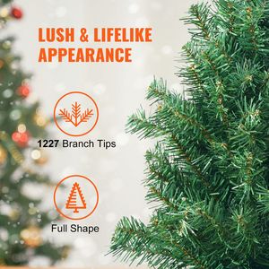 Albero di Natale Artificiale Preilluminato da 6,5 Piedi con 450 Luci LED Multicolore, 1227 Punte di Rami, Decorazione Festiva Completa per Feste - Product Image 3