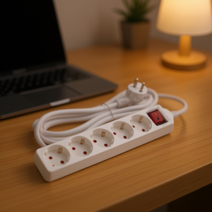 5 Hole Power <b>Strip</b> With Switch 1.5M Cable H05VV F 3G1.5mm Household Use - Product Image 3