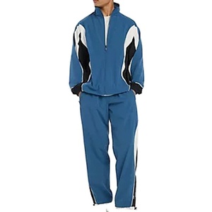 Ensemble de jogging pour homme grande taille, veste coupe-vent légère en nylon imprimée à col montant et pantalon de survêtement - Product Image 1