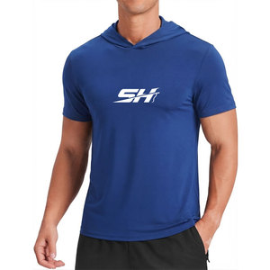 Slim Fit Men's Short Sleeve Training Hoodie Suitable For Bodu Building Powerlifting Gym Workout Home Exercise Wear Custom Hoodie - Product Image 1