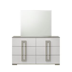 Specchio da Parete Olivia in Legno Bianco Stile Contemporaneo Design Moderno con Elegante Finitura Bianca - Product Image 3