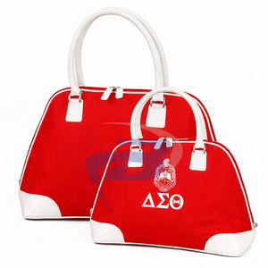 Delta Sigma Theta DST Sorority Women's <b>Canvas</b> Zipper <b>Handbag</b> with Greek Letters Custom Logo Design Laptop Storage for Daily Use - Product Image 1