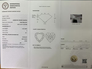 Diamants blancs en forme de cœur cultivés en laboratoire CVD, certifiés IGI, pureté VVS, 1,02 ct/1,03 ct, vente en gros, pour bijoux - Product Image 3