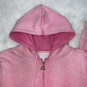 Unisex <b>Two</b> <b>Piece</b> Long Sleeve Hoodie And Joggers Rhinestone <b>Set</b> Simple And <b>Sparkly</b> Hot Selling Rhinestone Tracksuit <b>Set</b> - Product Image 5