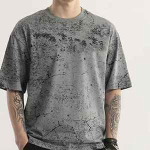 เสื้อยืดคอกลมผู้ชายผ้าฝ้ายแท้ 100% ซักกรดและฟอกสีด้วยแสงแดด ดีไซน์คอวี ระบายอากาศได้ดี มีสไตล์ ราคาถูก ขายส่ง ราคาแข่งขัน - Product Image 1