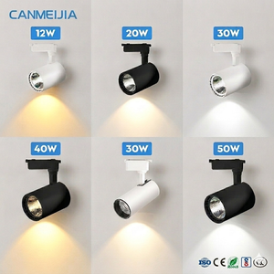 Spot LED <span class=keywords><strong>sur</strong></span> <span class=keywords><strong>rail</strong></span> réglable en aluminium COB pour <span class=keywords><strong>plafond</strong></span> – Éclairage commercial pour magasins de vêtements, showrooms et boutiques - Product Image 1
