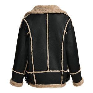 Veste en cuir bomber B3 décontractée pour homme, faite à la main, en véritable peau de mouton, fourrure synthétique Sherpa, fermeture éclair, tricotée, coupe-vent - Product Image 4