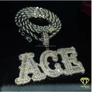 Collar con colgante personalizado de la letra DRE, con diamantes de moissanita, cadena cubana, estilo hip hop, joyería brillante para hombres y mujeres. - Product Image 2