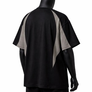 Camiseta Moderna de Diseño Personalizado con Múltiples Paneles para Hombre, 100% Algodón, Negra y Gris, Estilo Oversize con Bloques de Color en Contraste - Product Image 5