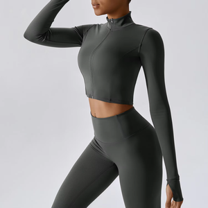 Conjuntos de Yoga para Mujer, Ropa Deportiva Personalizada, Diseño a Cuadros con Logotipo Frontal, 2 Piezas, Spandex/Nailon, Alta Calidad, Logotipo Personalizado - Product Image 4