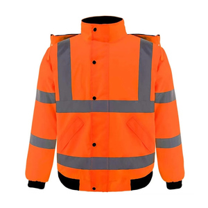 Chaqueta de Seguridad Tipo Bomber Naranja de Alta Visibilidad con Tiras Reflectantes – Chaqueta de Trabajo Resistente a la Intemperie - Product Image 6
