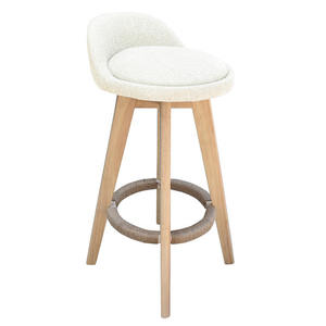 Taburete de Bar Moderno con Altura de Mostrador, Estructura de Madera de Teca Sólida con Tapicería de Tela para Cocina y Bar en Interiores - Product Image 1