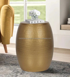 เก้าอี้กลมทำจากโลหะเป็นมิตรกับสิ่งแวดล้อมมีลวดลายทองเหลืองตอกเรียบง่ายเหมาะสำหรับสวนในบ้านห้องนอนโครงสร้างเหล็กทนทาน - Product Image 1