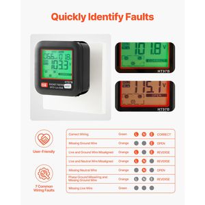 Tester Elettrico GFCI con Display LCD, Rilevatore di Prese e Contattori per 7 Tipi Comuni di Applicazioni Domestiche - Product Image 4