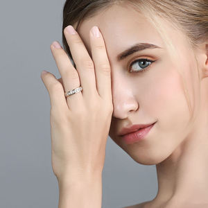 Bague de mariage demi-éternité classique en or rose pur 10K/14K/18K avec diamants de laboratoire, sertie en canal, pour femme, bague de mariage empilable - Product Image 5