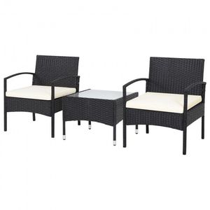 Set di Mobili da Giardino in Rattan 3 Pezzi con Cuscini Impermeabili per Prato Cortile Hotel - Product Image 3
