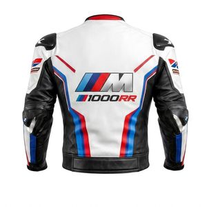 เสื้อแจ็คเก็ตหนังวัวแท้สำหรับผู้ชาย BM S1000 RR สำหรับขี่มอเตอร์ไซค์/แข่งรถ/สไตล์คาเฟ่เรเซอร์ คลาสสิค พร้อมฮัมป์ สำหรับผู้ชาย มาตรฐาน CE - Product Image 2