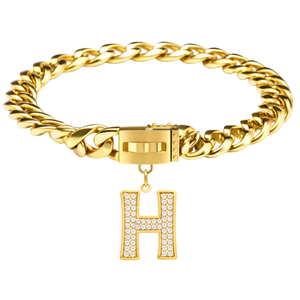 initial <b>Letter</b> Jewelry Tag H <b>Gold</b> Alphabet Pendant for Dog Collar Luxury Personalized Pet Charm Stylish Accessory - Product Image 1