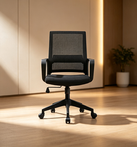 เก้าอี้สำนักงาน AY Office System รุ่น Modern Mesh Ergonomic สำหรับสำนักงานเชิงพาณิชย์ ปรับความสูงได้ด้วยมือ สีดำ หมุนได้ ที่วางแขนแบบตายตัว เหมาะสำหรับออฟฟิศแบบเปิด - Product Image 1