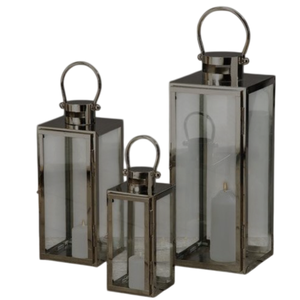 Hot Selling 3 Pcs <b>Set</b> Of Metal Candle <b>Lanterns</b> With Shiny Silver Nickel Plated Finish for Outdoor Home Decoration Handmade - Product Image 1