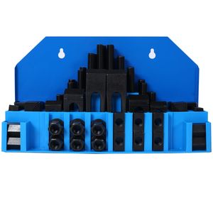 Set di serraggio a T da 58 pezzi per fresatrice con scanalatura da 3/4 e perni da 5/8 e 11, con contenitore blu per raccordi generici - Product Image 1