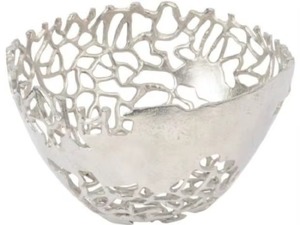 Plat de service en métal, centre de table pour fête, bol en treillis métallique doré personnalisable, fait main, décoratif et glamour - Product Image 4