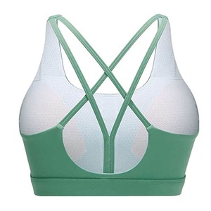 OEM Supplier Seamless Racerback High <b>Support</b> Simple Plaid Pattern Spandex/Nylon Workout <b>Crop</b> <b>Top</b> Activewear for Women Removable - Product Image 6