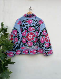 Chaqueta de mujer con bordado Suzani cosido a mano en tela Kantha, mangas largas, estilo étnico, para capas, venta al por mayor, ropa exterior - Product Image 2