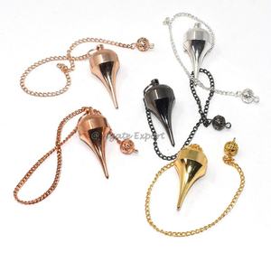 Wholesale Gemstone Pendulums for Sale Semiprecious Stone Craft Silver Metal with Rudraksha Sprial Brass Pendulum - Product Image 5