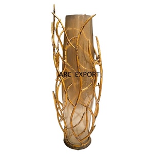 Vase en aluminium et en verre Vase à fleurs élégant et pot avec fil Design Table Ware Fantaisie Décoration de la maison Vases à fleurs - Product Image 1