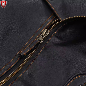Veste en cuir sur mesure pour homme avec plusieurs fermetures éclair et ceinture, manteau décontracté de style punk pour l'automne-hiver - Product Image 3