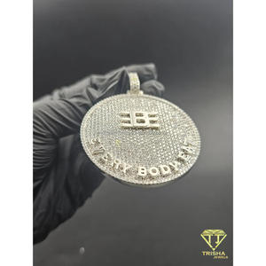 Collar de Lujo con Colgante Circular, Diamante Cultivado en Laboratorio, Logotipo Personalizado, Estilo Hip Hop, Joyería Brillante - Product Image 2