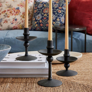 <b>Set</b> Of 3 Matte Black Metal Taper <b>Candle</b> Holders Nordic Style Chamberstick Design For Modern Home Decor High Quality Finish - Product Image 1