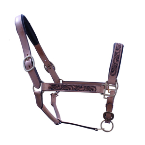 Harnais de cheval en cuir repoussé de qualité supérieure, gravé de motifs floraux, réglable, style western, durable, avec têtière rembourrée - Product Image 1