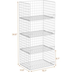 4-Tier Stackable Foldable Wire <b>Baskets</b> Closet Organizers and <b>Storage</b> System - Product Image 3