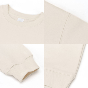 Pull tendance pour homme, col rond, doublure polaire 450g, couleur unie, épaules tombantes, épais, robuste, pour l'automne - Product Image 2