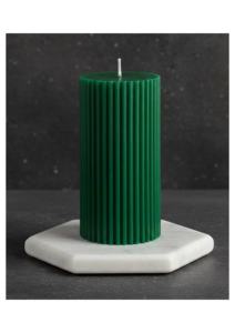 Green Ribbed <b>Paraffin</b> Jar Pillar Candle-Handmade Eco-Friendly Customized Scent Long Burning Home Decor for Christmas Diwali - Product Image 2