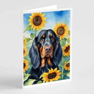 Whimsical Gordon Setter en Sunflowers A7 Tarjetas de felicitación Paquete de 8 tarjetas de nota en blanco con sobres Tamaño 5x7 - Product Image 1