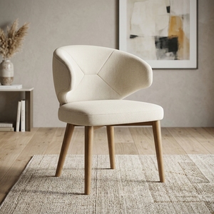 Modern Apartment-Friendly Dining <b>Chair</b> with Teak Wood Legs and <b>Acrylic</b> Upholstery Midcentury Design Home Furniture Model CHA76 - Product Image 4