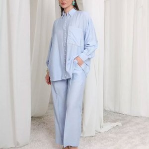 Meilleur prix – Ensemble coordonné hiver femme en molleton 100 % coton – Haut et pantalon assortis deux pièces – Idéal pour le quotidien, les voyages, les loisirs et les week-ends - Product Image 1