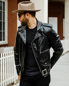 Men Classic Genuine Leather <b>Biker</b> <b>Jacket</b> Motorcycle <b>Jacket</b> - Product Image 5