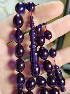 Handmade <b>Deep</b> Blue Resin Beaded Necklace Round Shape Religious Art Collectible Jewelry - Product Image 2